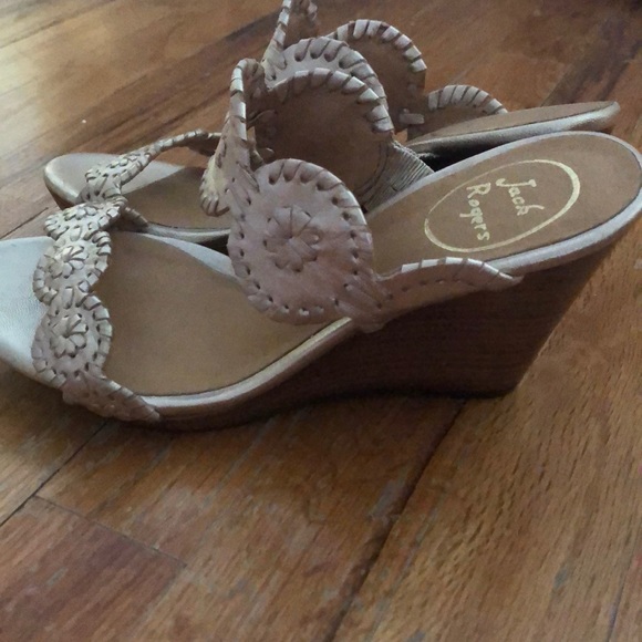 Gold Double Strap Jack Rodger Wedge - Picture 2 of 4